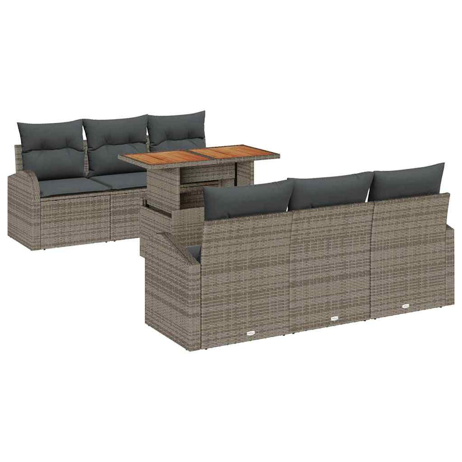 Tuin Sofa Set met opslag 7 pcs Grijs Poly riet