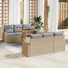 Garden Sofa Set with Storage 7 pcs Beige Poly Rattan