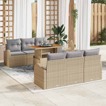 Tuin Sofa Set met opslag 7 pcs Beige Poly riet