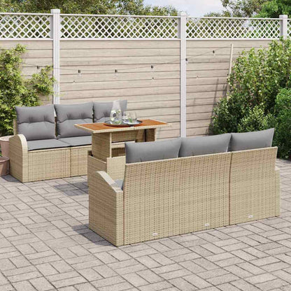 Tuin Sofa Set met opslag 7 pcs Beige Poly riet
