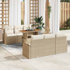 Tuinset poly rattan 7-delig beige