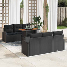 Tuin Sofa Set met opslag 7 pcs Zwart Poly riet