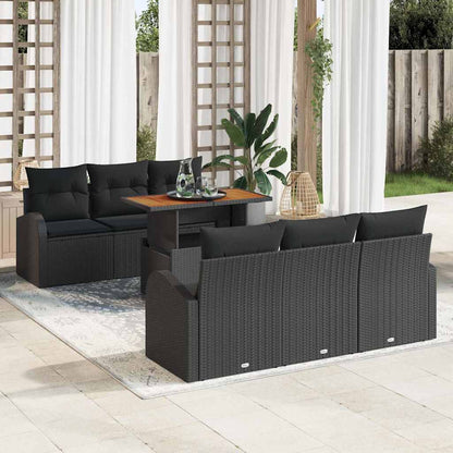 Tuin Sofa Set met opslag 7 pcs Zwart Poly riet