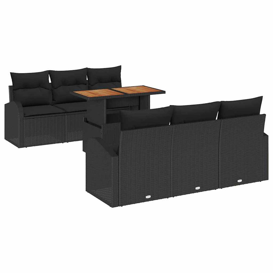 Tuin Sofa Set met opslag 7 pcs Zwart Poly riet