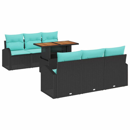 Tuin Sofa Set met opslag 7 pcs Zwart Poly riet