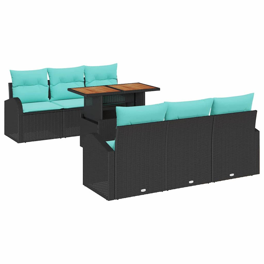 Tuin Sofa Set met opslag 7 pcs Zwart Poly riet