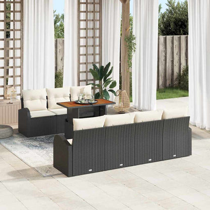 Tuin Sofa Set met opslag 8 pcs Zwart Poly riet