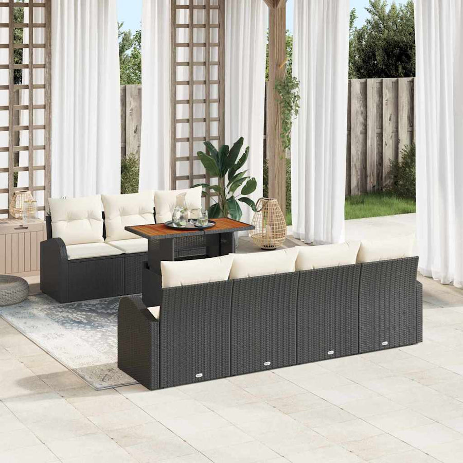 Tuin Sofa Set met opslag 8 pcs Zwart Poly riet