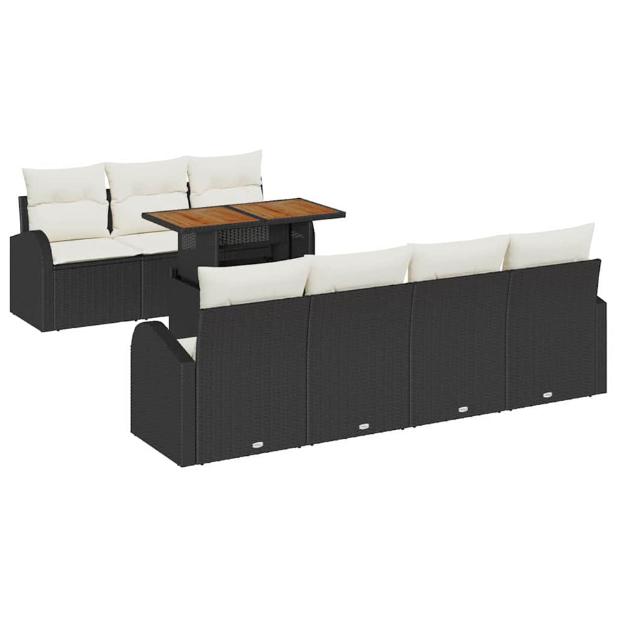 Tuin Sofa Set met opslag 8 pcs Zwart Poly riet