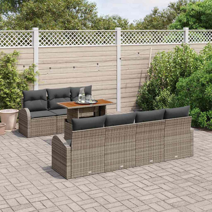 Tuin Sofa Set met opslag 8 pcs Grijs Poly riet