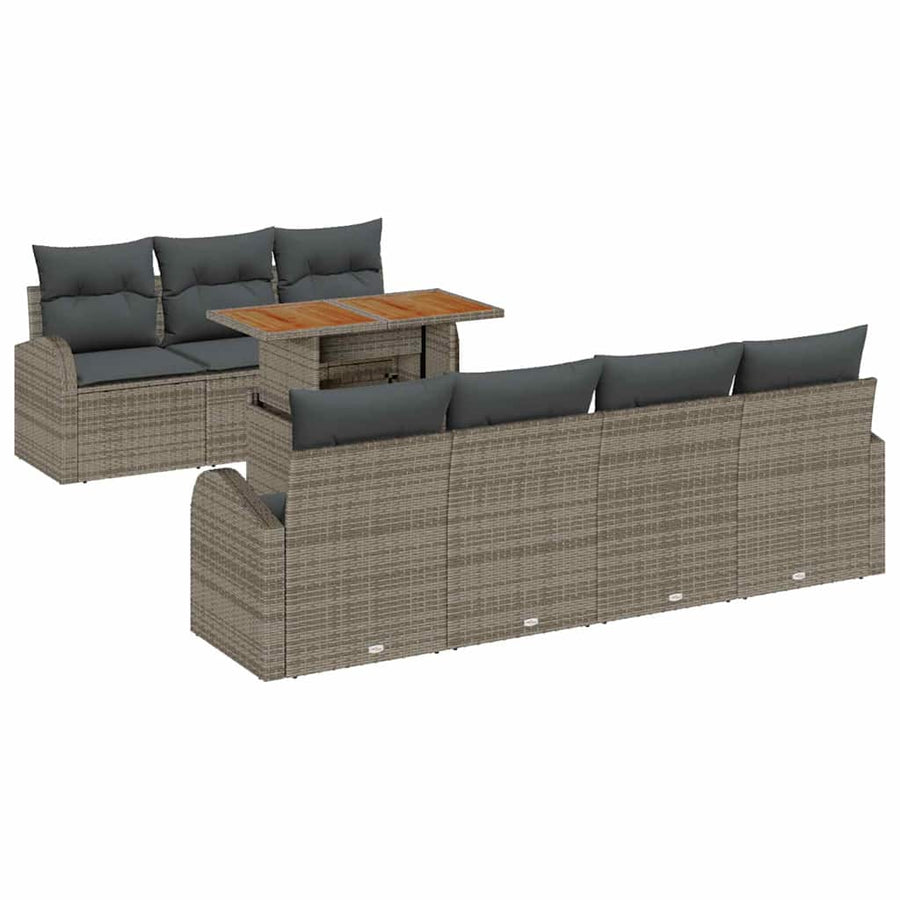 Tuin Sofa Set met opslag 8 pcs Grijs Poly riet