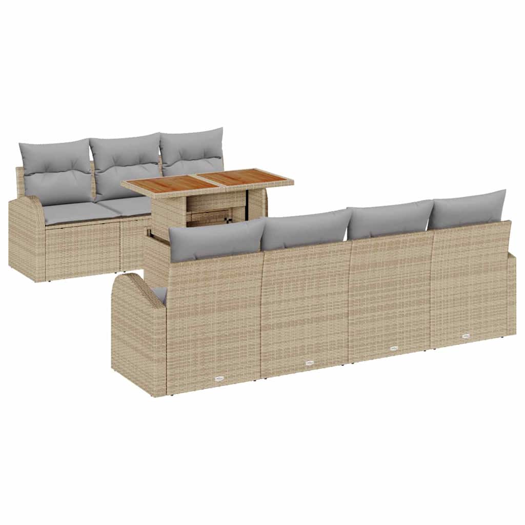 Tuin Sofa Set met opslag 8 pcs Beige Poly riet