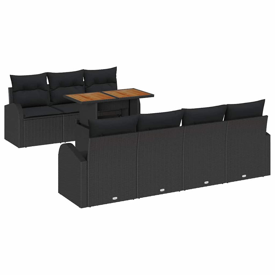 Tuin Sofa Set met opslag 8 pcs Zwart Poly riet