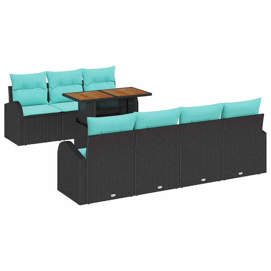 Tuin Sofa Set met opslag 8 pcs Zwart Poly riet