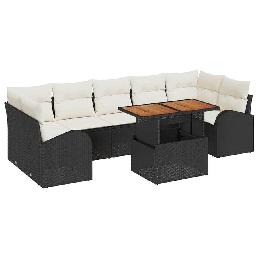 Tuin Sofa Set met opslag 8 pcs Zwart Poly riet