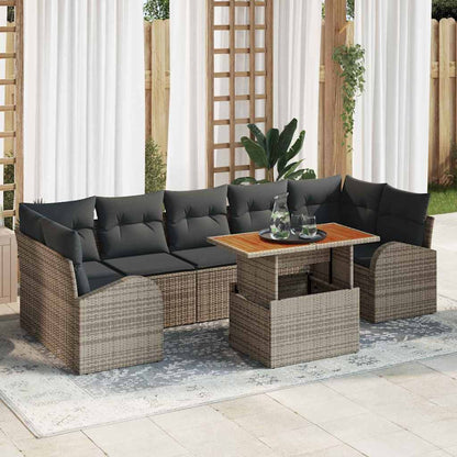 Tuin Sofa Set met opslag 8 pcs Grijs Poly riet