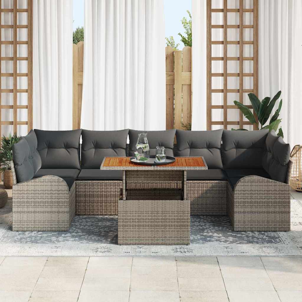 Tuin Sofa Set met opslag 8 pcs Grijs Poly riet