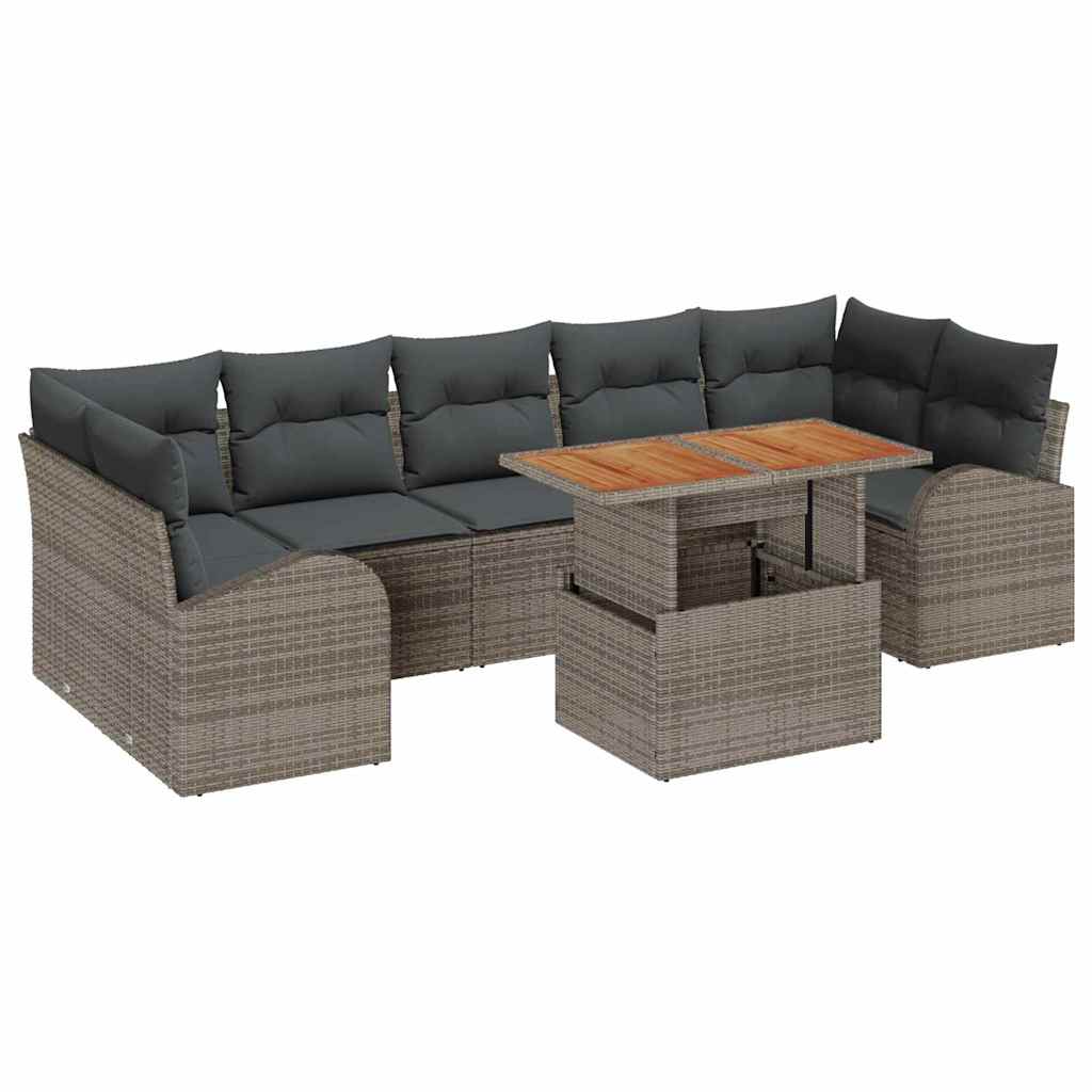 Tuin Sofa Set met opslag 8 pcs Grijs Poly riet