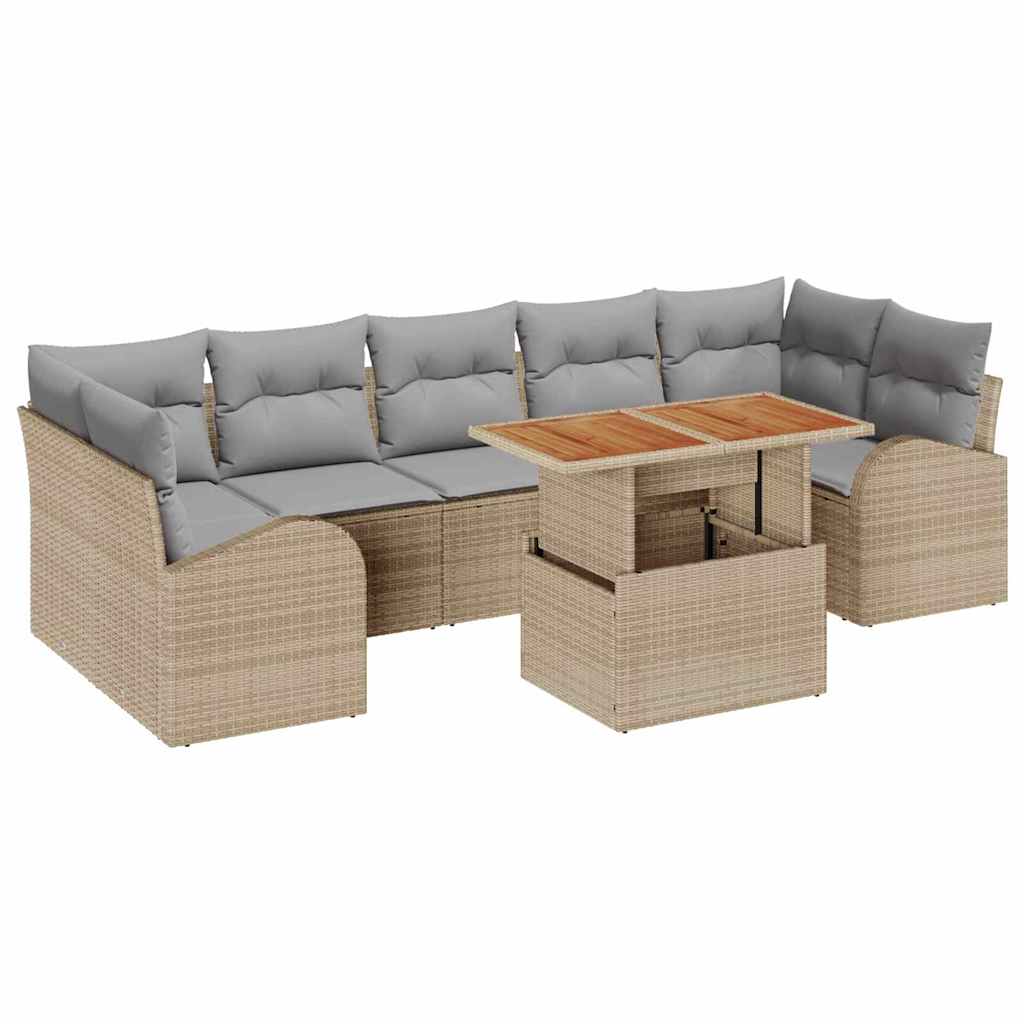 Tuin Sofa Set met opslag 8 pcs Beige Poly riet