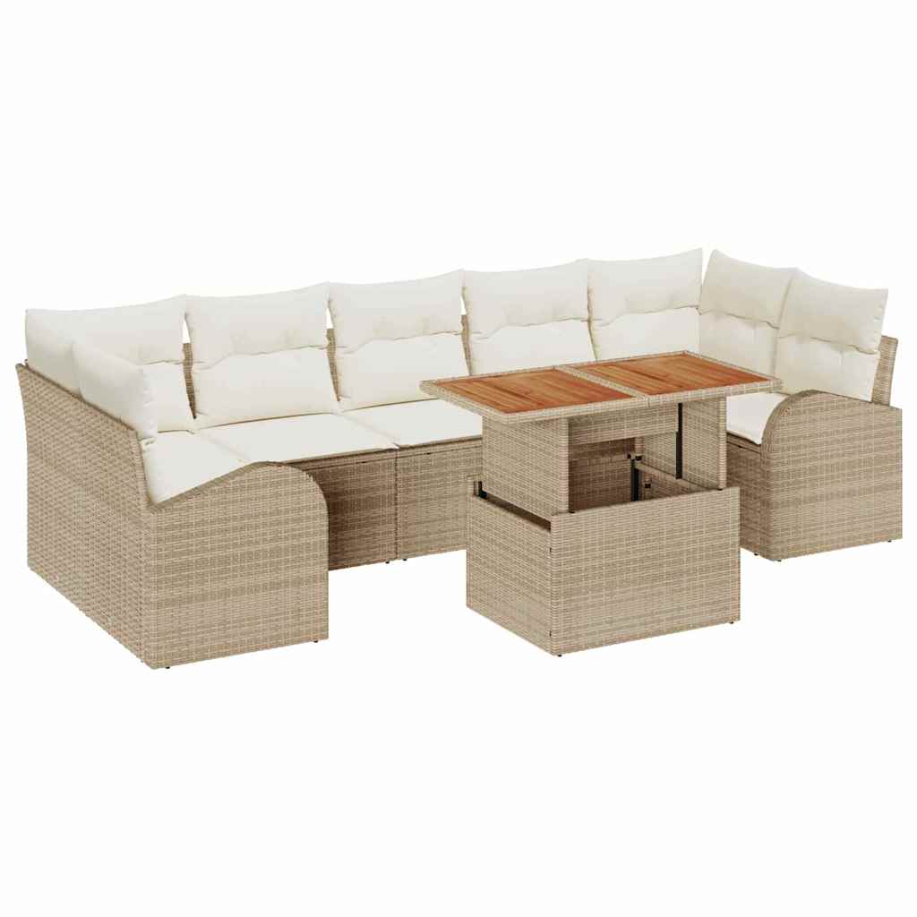 Tuin Sofa Set met opslag 8 pcs Beige Poly riet