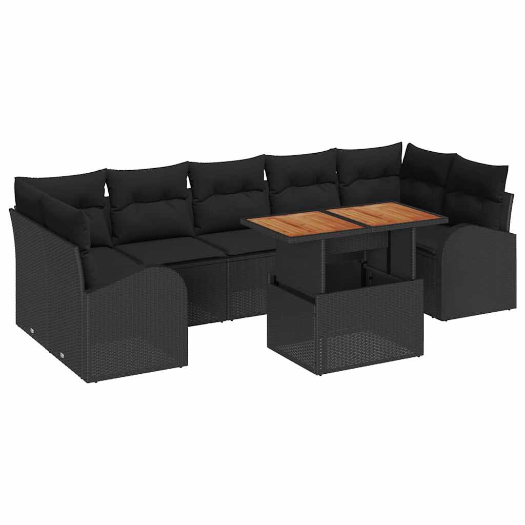 Tuin Sofa Set met opslag 8 pcs Zwart Poly riet