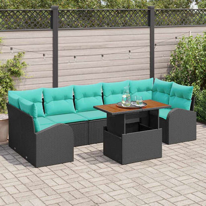 Tuin Sofa Set met opslag 8 pcs Zwart Poly riet