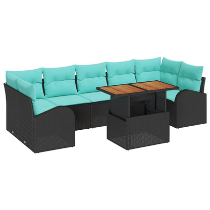 Tuin Sofa Set met opslag 8 pcs Zwart Poly riet