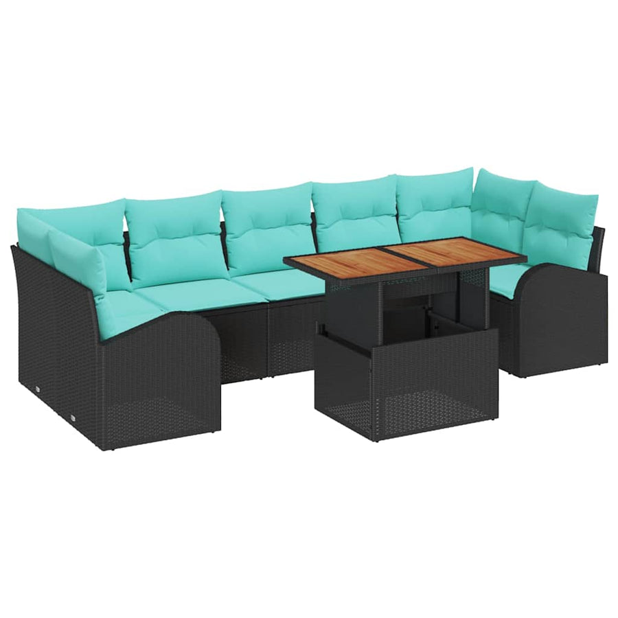 Tuin Sofa Set met opslag 8 pcs Zwart Poly riet