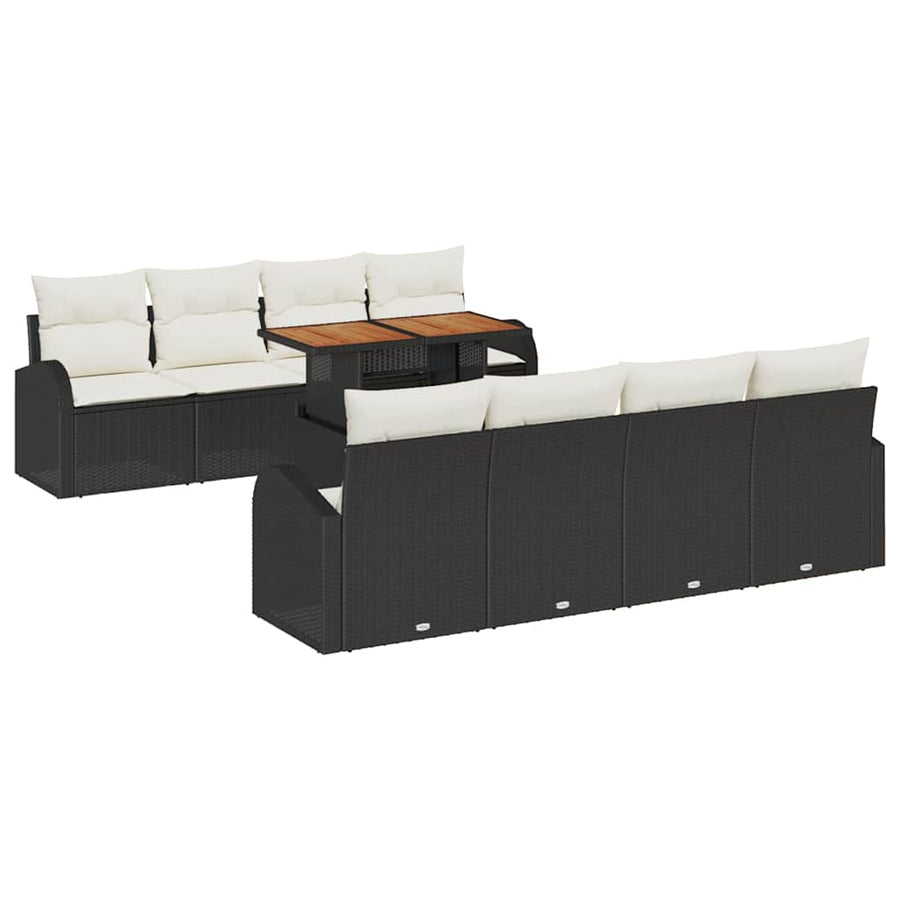 Tuin Sofa Set met opslag 9 pcs Zwart Poly riet