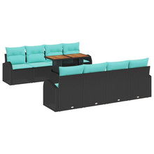 Tuin Sofa Set met opslag 9 pcs Zwart Poly riet