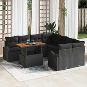 Loungeset poly riet 9-delig zwart