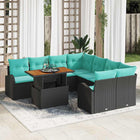 Tuinset modulaire loungebank met opbergruimte 9-delig zwart polyriet