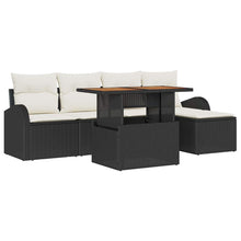 Tuin Sofa Set met opslag 6 pcs Zwart Poly riet