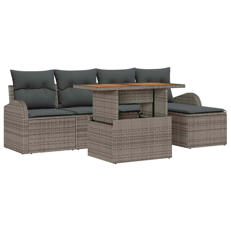 Tuin Sofa Set met opslag 6 pcs Grijs Poly riet