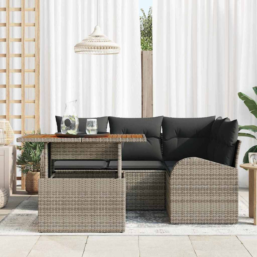 Tuin Sofa Set met opslag 5 pcs Grijs Poly riet