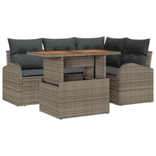 Tuin Sofa Set met opslag 5 pcs Grijs Poly riet