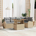 Tuinset poly rotan 6-delig beige modulair met opbergruimte