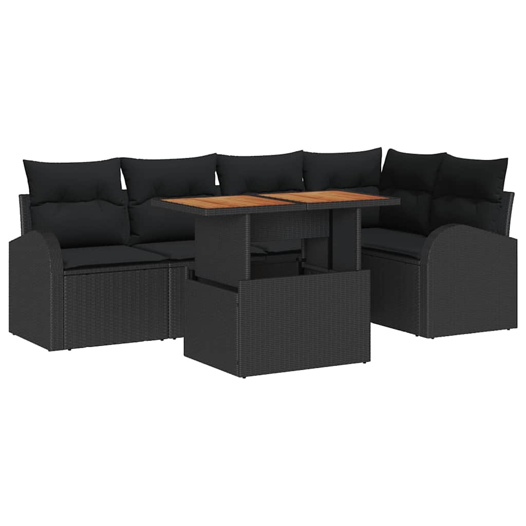 Tuin Sofa Set met opslag 6 pcs Zwart Poly riet