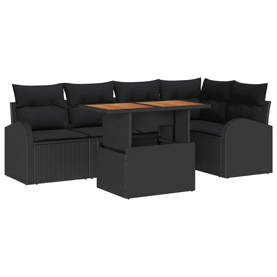 Tuin Sofa Set met opslag 6 pcs Zwart Poly riet