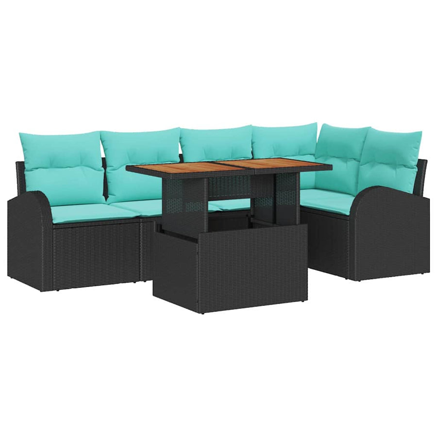 Tuin Sofa Set met opslag 6 pcs Zwart Poly riet