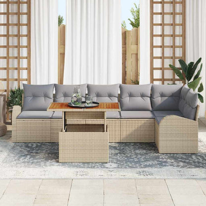 Tuin Sofa Set met opslag 7 pcs Beige Poly riet