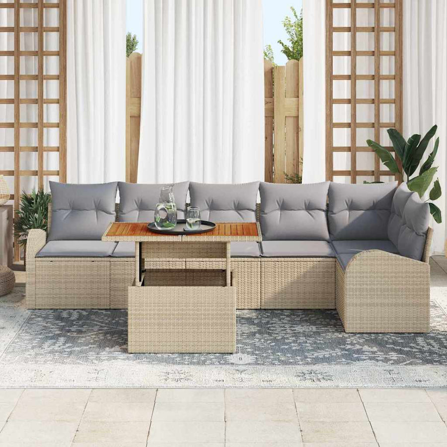 Tuin Sofa Set met opslag 7 pcs Beige Poly riet