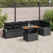 Tuin Sofa Set met opslag 7 pcs Zwart Poly riet