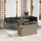 Tuinset poly rotan grijs modulair met opbergruimte 9-delig