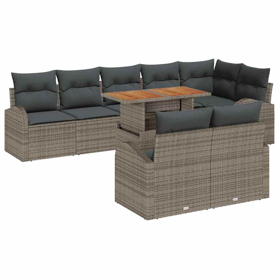 Tuin Sofa Set met opslag 9 pcs Grijs Poly riet