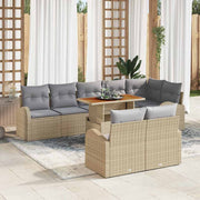 Garden Sofa Set with Storage 9 pcs Beige Poly Rattan