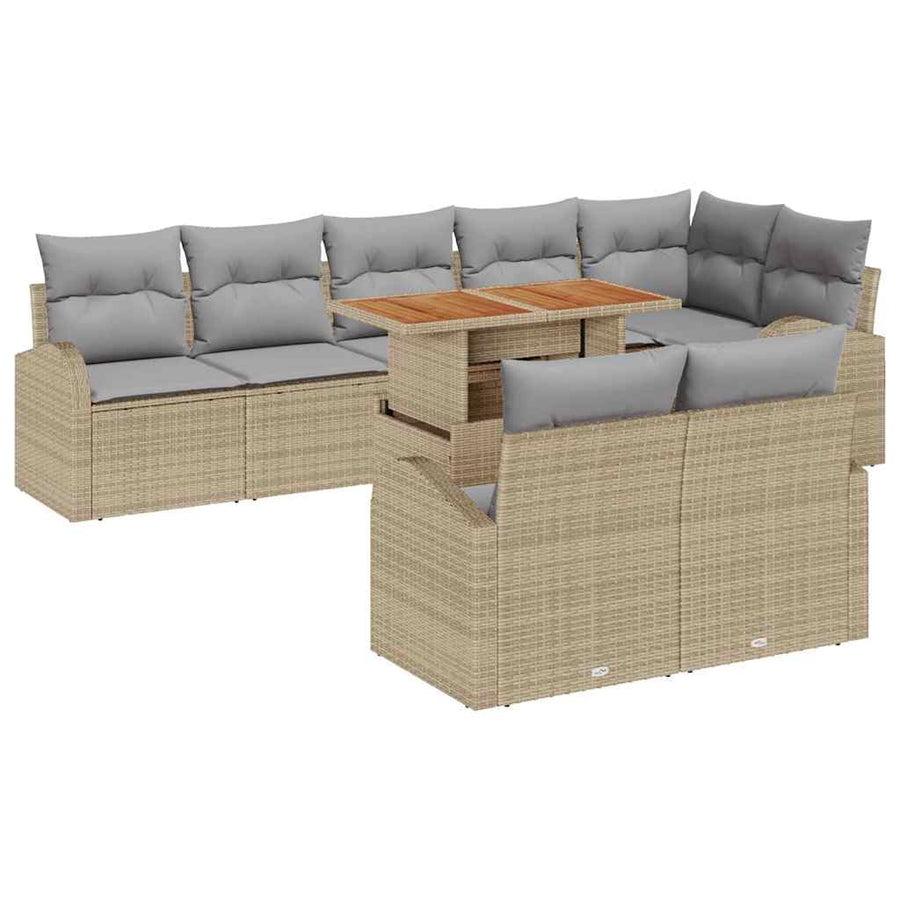 Tuin Sofa Set Met Opslag 9 Pcs Poly Riet beige en lichtgrijs