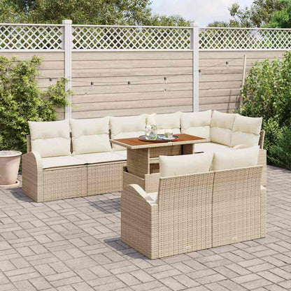 Tuin Sofa Set met opslag 9 pcs Beige Poly riet