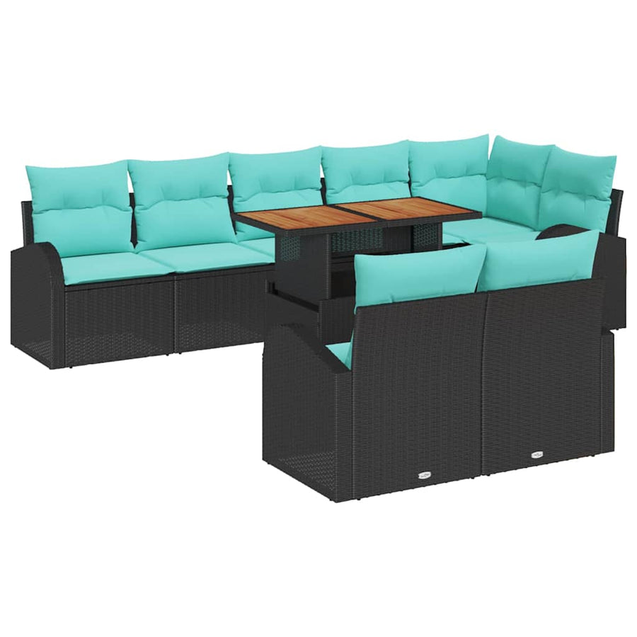 Tuin Sofa Set met opslag 9 pcs Zwart Poly riet