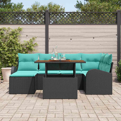 Tuin Sofa Set met opslag 7 pcs Zwart Poly riet